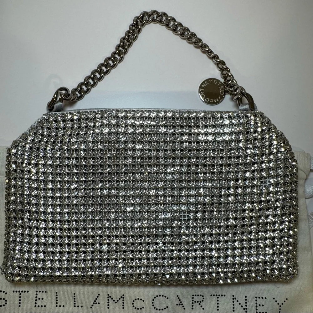NWT Stella McCartney Crystal Rhinestone Soft Clutch W Silver Chain Crossbody
